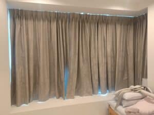 L-shaped condo bedroom blackout curtains