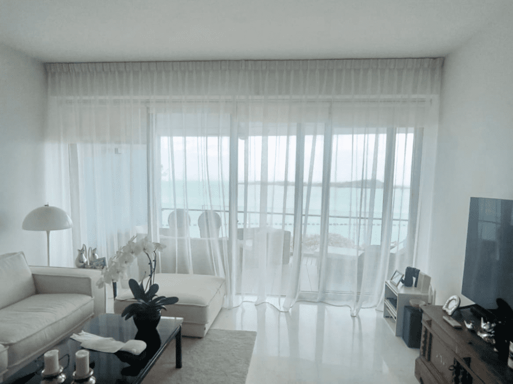 sheer privacy day curtain in living room