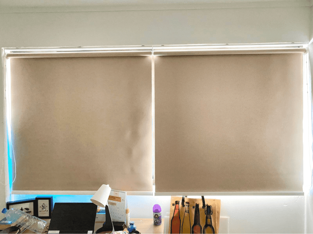 study room beige roller blinds